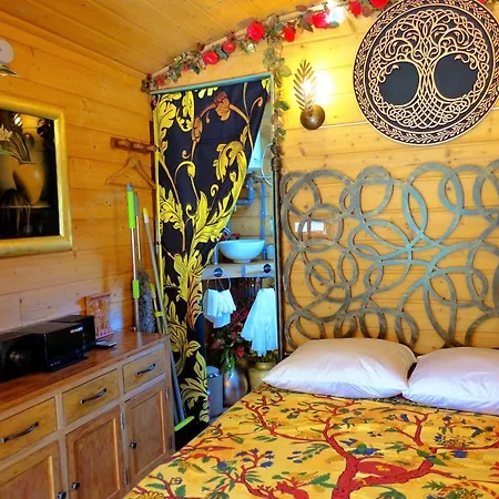 La Ferme De Chenevier, La Roulotte Fleurie 2/4pers Lüks kamp alanı *